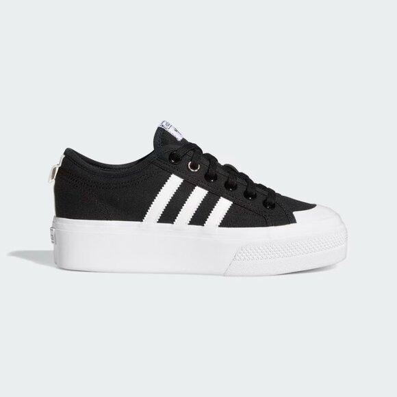 ADIDAS Women's Nizza Platform Shoes Size 10.5 In Core Black/Cloud White - Picture 1 of 11